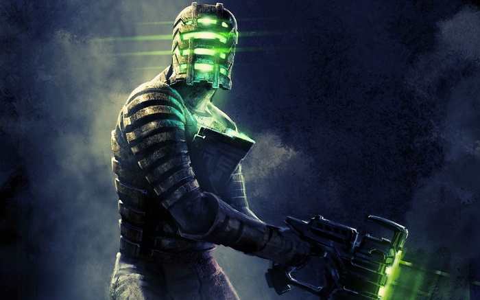 Isaac Clarke from Dead Space holding a weapon