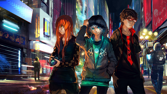 Fisheye Placebo futuristic artwork anime girls anime boys