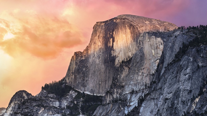 Half Dome mountain in Yosemite National Park at sunset