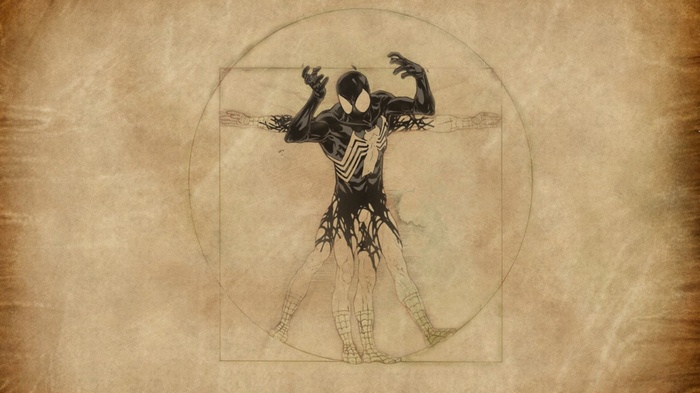 Spider-Man as Vitruvian Man with Venom Symbiote