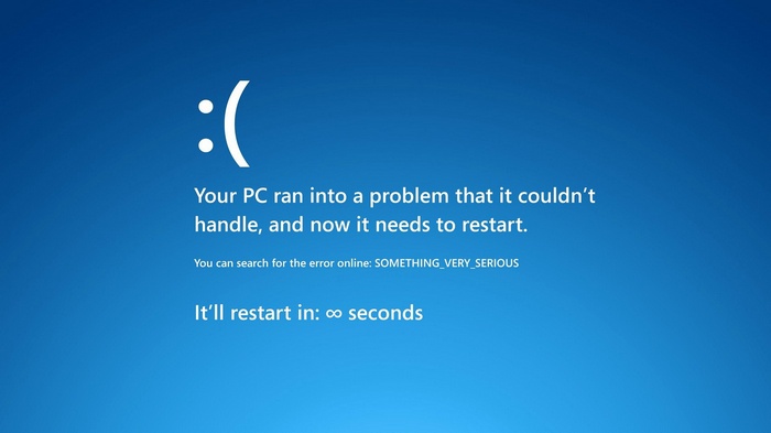 Blue Screen of Death with Sad Face and Infinite Restart