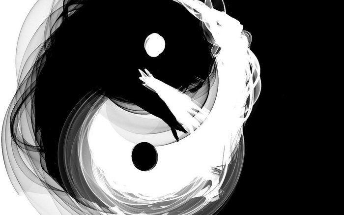 Abstract monochrome Yin and Yang digital art