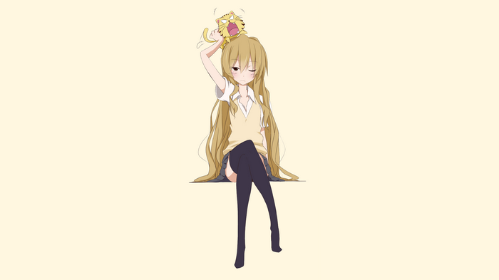 Toradora! Aisaka Taiga with a tiger plushie