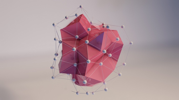 Abstract low poly geometric shape with connected nodes