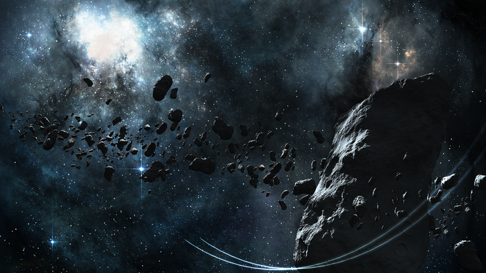 Asteroid belt in a distant galaxy