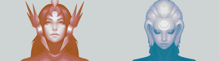 Leona and Diana from League of Legends artwork