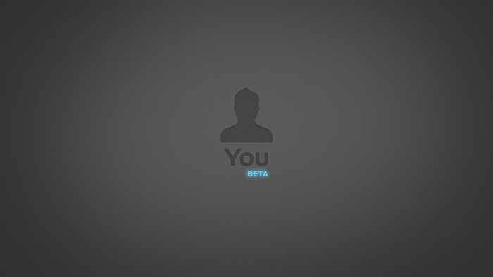 Minimalist gray background with 'You Beta' text