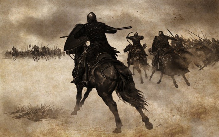 Mount and Blade warriors on horseback in battle