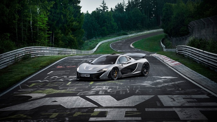 Silver McLaren P1 on Nurburgring race track