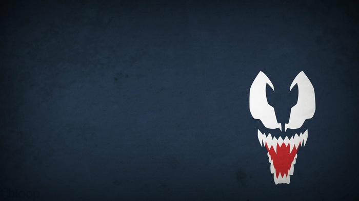 Venom minimalist logo on a dark blue background