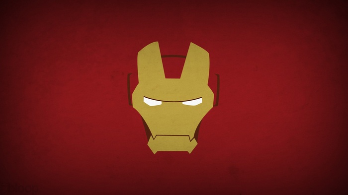 Minimalist Iron Man Mask on Red Background