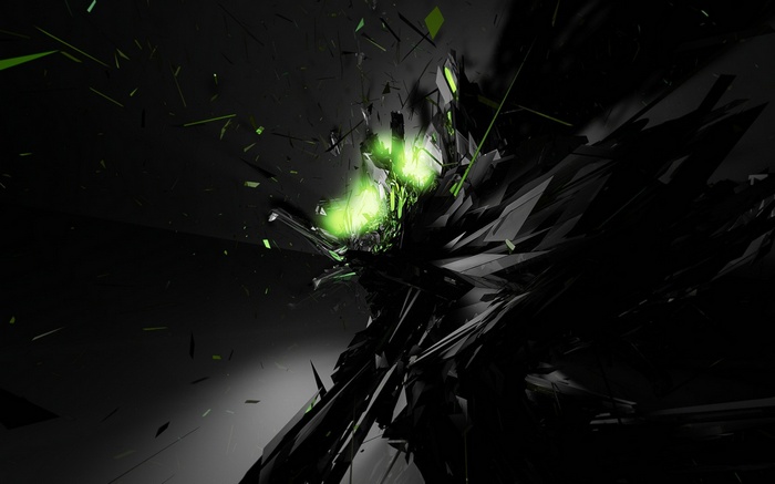 Abstract digital art with green and black elements