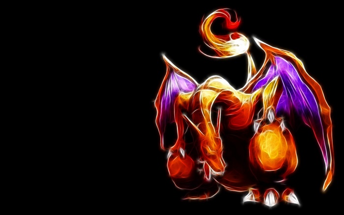 video games minimalism Fractalius Pokémon fire Charizard