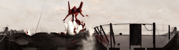 EVA Unit 02 in Neon Genesis Evangelion battle