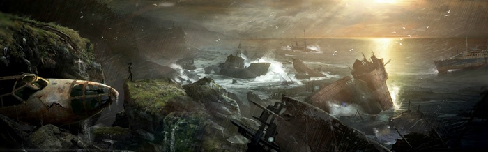 Tomb Raider shipwreck scene with Lara Croft