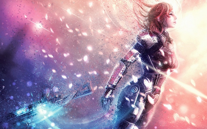 Jane Shepard from Mass Effect 3 disintegrating
