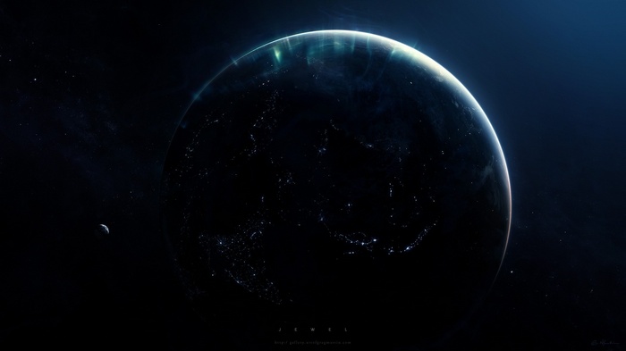 Earth and Moon in Space by Greg Martin