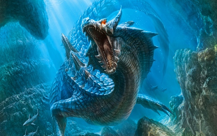 Sea Video Games Shark Lagiacrus Water Fantasy Art Underwater Dragon Monster Hunter
