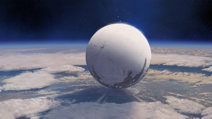 Destiny The Traveler above the clouds
