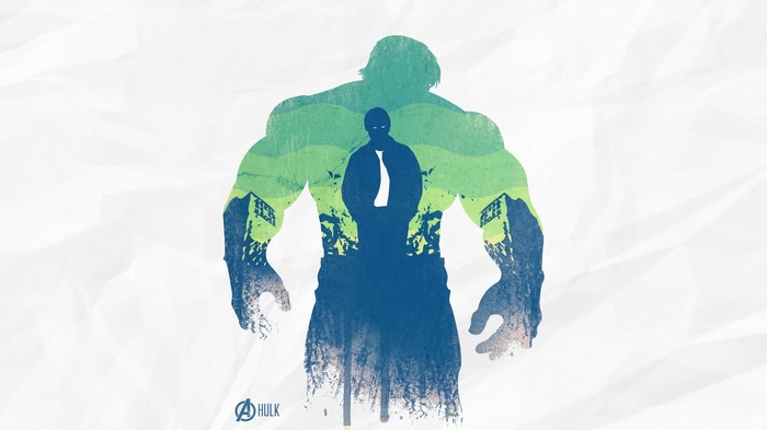 Hulk and Bruce Banner double exposure silhouette
