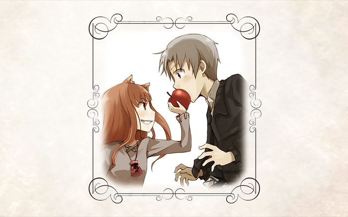 Holo and Lawrence Craft with an apple