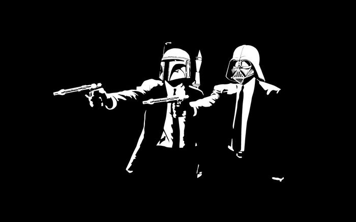 Boba Fett and Darth Vader in Pulp Fiction style