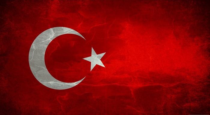 The flag of Turkey with a distressed texture