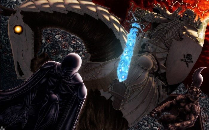 Berserk: Griffith, Skull Knight, and demonic horse