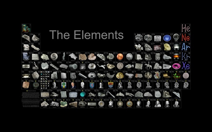 The Elements Periodic Table with Element Samples