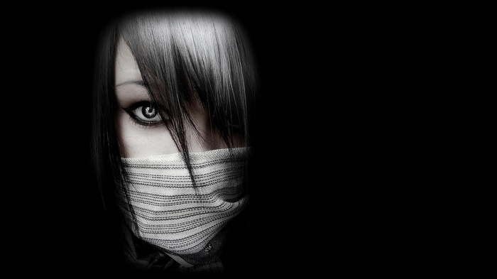 brunette women mask face emo