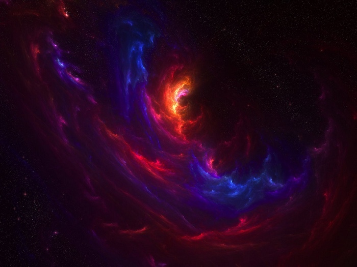 Digital art of a colorful nebula in space