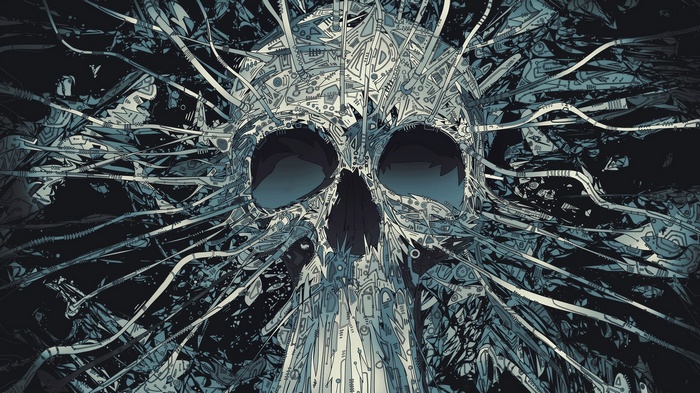 Matei Apostolescu's monochrome digital art skull