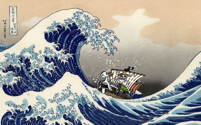 One Piece Waves Hokusai The Great Wave off Kanagawa Monkey D Luffy