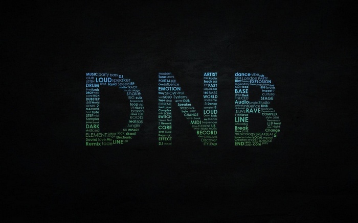 Typography art of music genres and terms