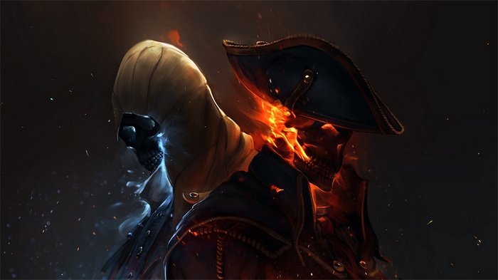 Assassin's Creed Black Flag Skull Fire Artwork