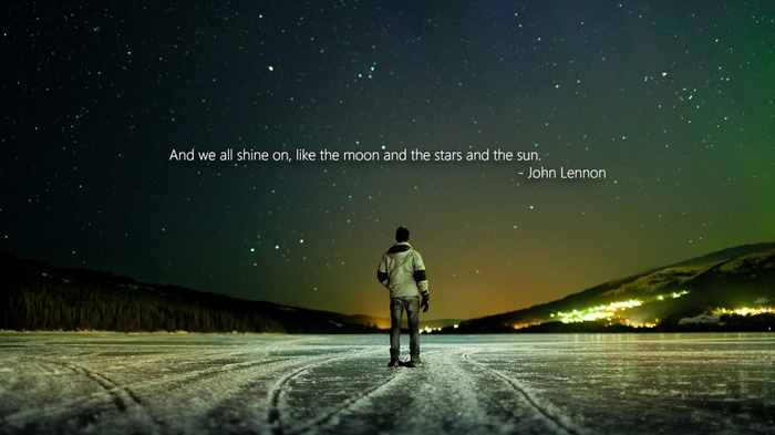 John Lennon quote under starry sky