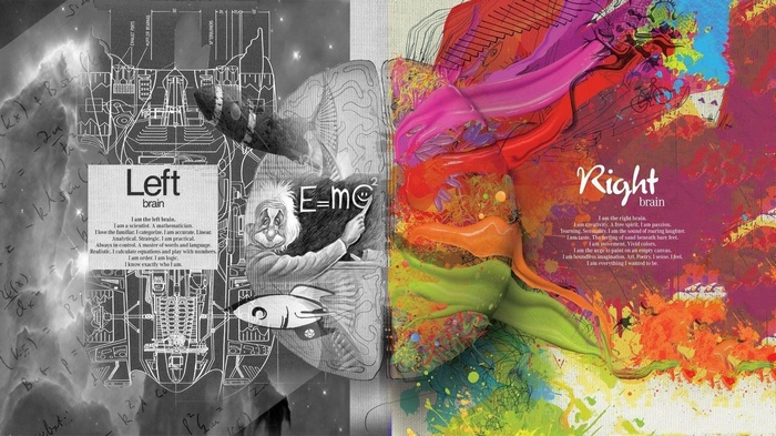 Left and Right Brain illustration with Einstein