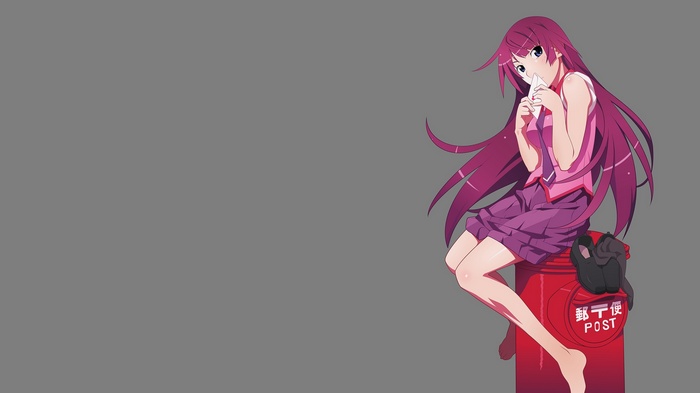 Senjougahara Hitagi from Monogatari Series sitting on a post box