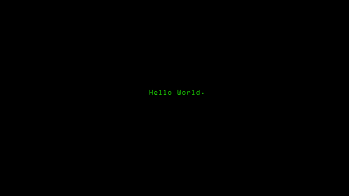 Hello World text on black background