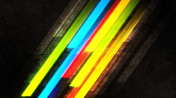 Abstract colorful diagonal stripes on a starry background