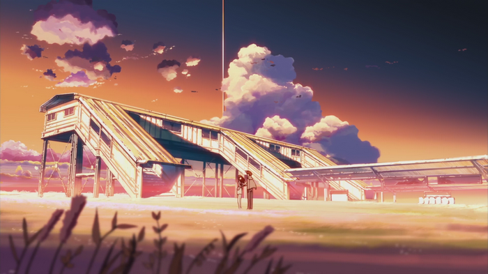 5 Centimeters Per Second train station at sunset