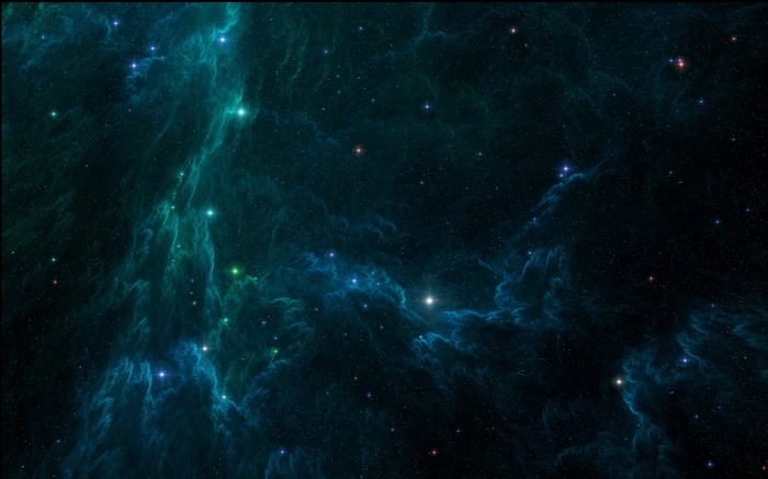 Digital art of a colorful nebula in deep space