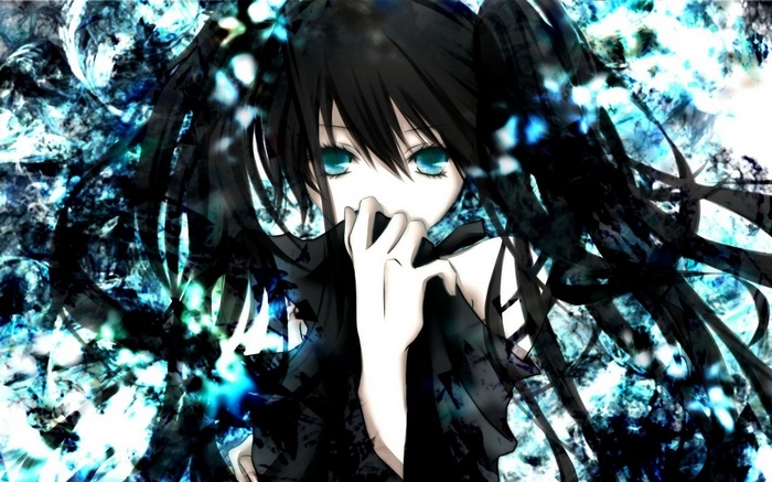 Black Rock Shooter anime girl with blue eyes