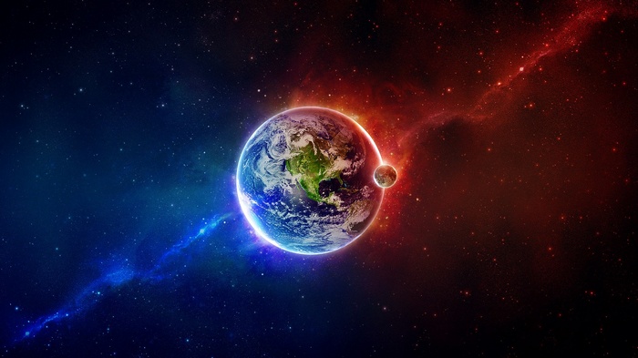 Earth Digital Art Planet Universe Moon Stars Galaxy Space Art Abstract Render Colorful Space
