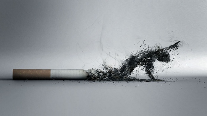 Cigarette burning and turning into a human figure