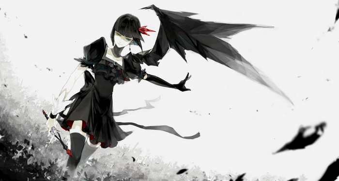 Dark Precure with Black Wings and Sword