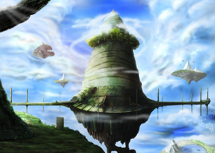 Sword Art Online floating islands and tower