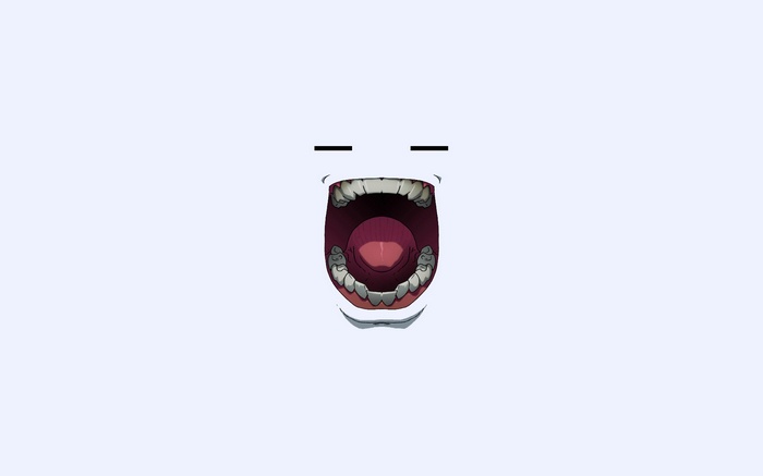 Minimalist face with open mouth and closed eyes