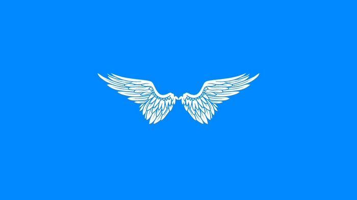Wings Angel Simple Blue Background Minimalism