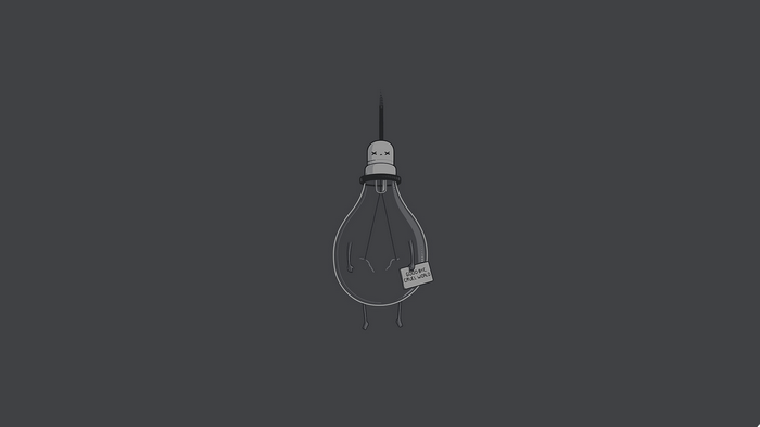 Minimalist illustration of a lightbulb with a suicide note